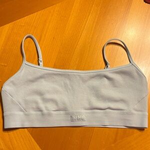 SKIMS Scoop Bralette Cotton Jersey Light Blue Ribbed